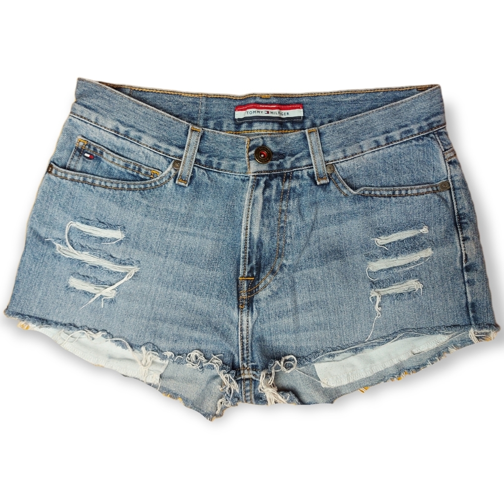 Tommy Hilfiger Classic Destroyed Frayed Jean Shorts Size 30